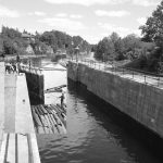 Floating sawlogs through the Fenelon Locks