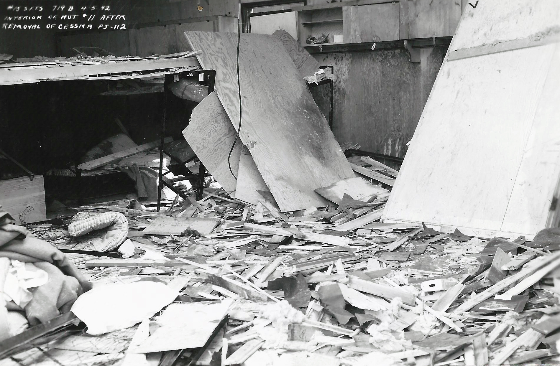 Building debris at crash site