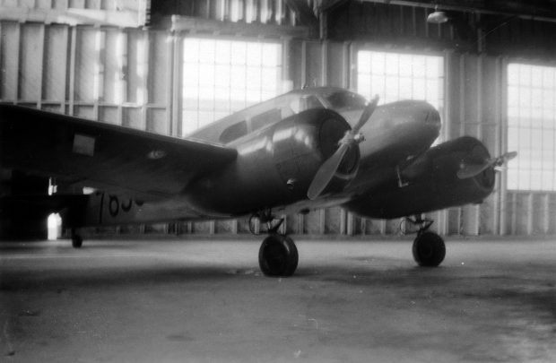 Aircraft inside hangar