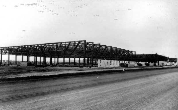 3 airplane hangars under construction site