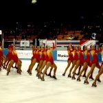 Synchronized athletes on the Auditorium rink