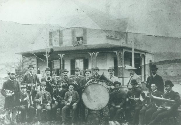 Band in front of Audet's house.