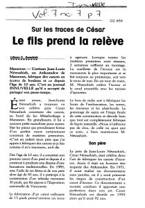 Article titré Sur les traces de César le fils prend la relève