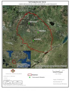 Nitaskinan 2018 map, territory limits as detailed in the Declaration of Sovereignty.