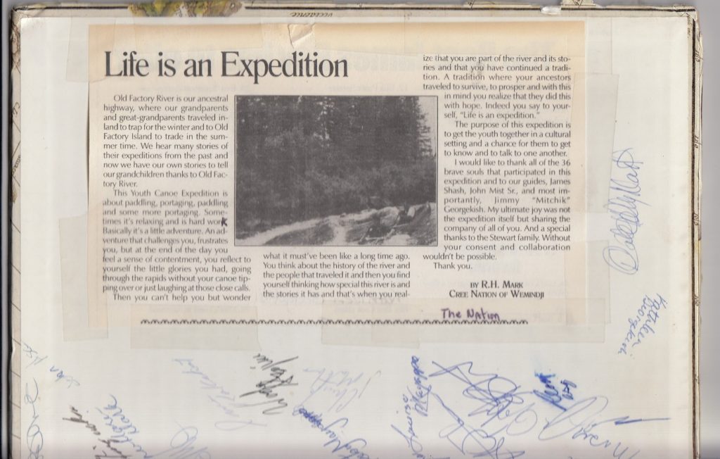 Clipping of old article in scrapbook