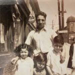 Mickey Michael with children on New Gower Street