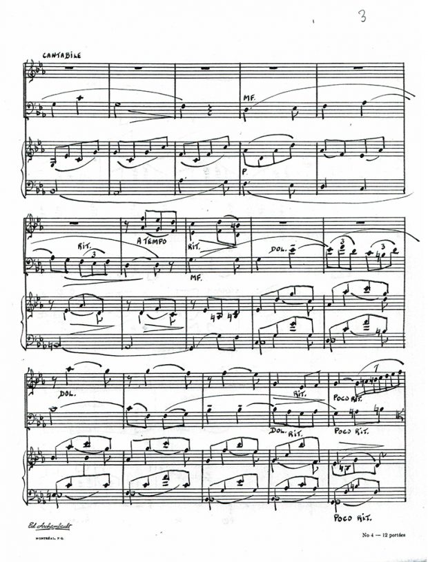 Page 3 of the handwritten music score entitled Esquisse sur Vive la Canadienne.