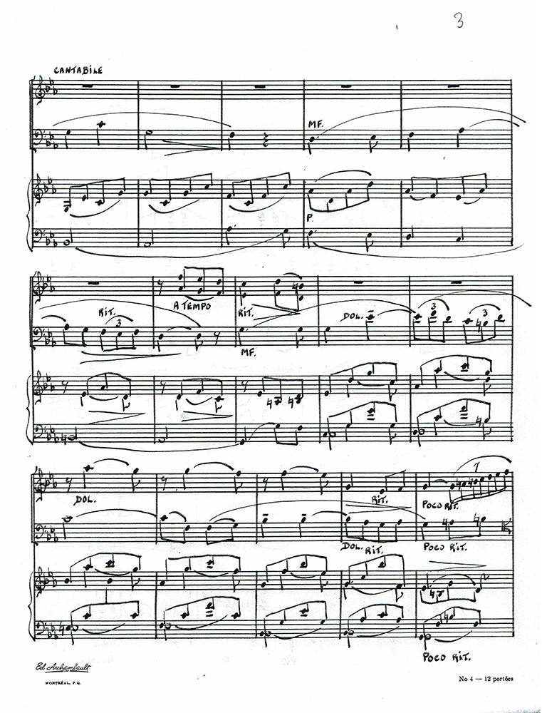 Page 3 of the handwritten music score entitled Esquisse sur Vive la Canadienne.