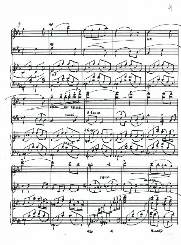 Page 4 of the handwritten music score entitled Esquisse sur Vive la Canadienne.