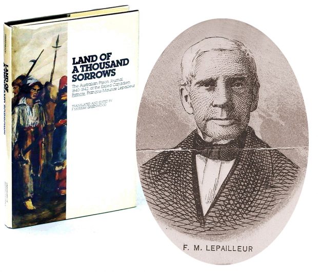 Montage of the book Land of a thousand sorrows and an image of its author François-Maurice LePailleur.