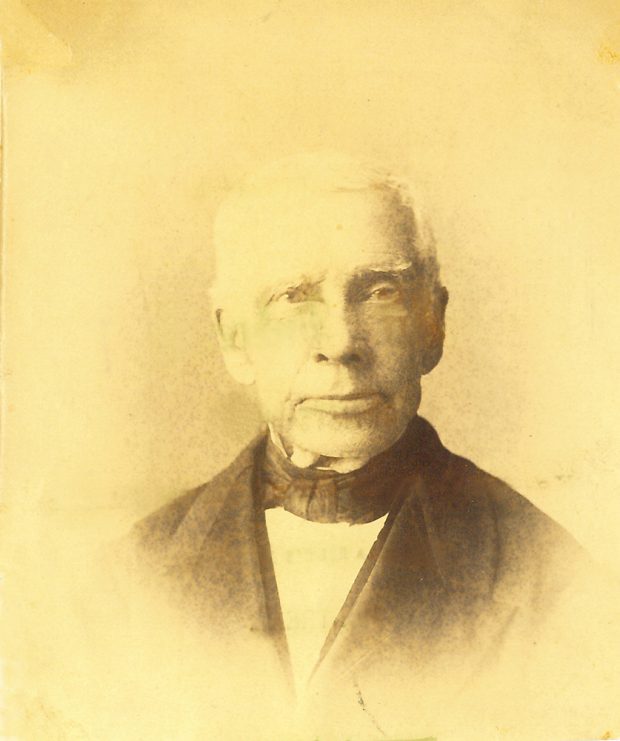 Picture of François-Maurice LePailleur with white hair printed on yellowed newspaper.