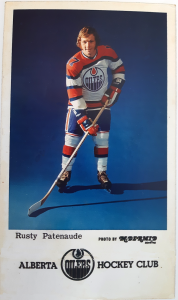 Studio photo of hockey player in full gear