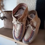 Deerskin moccasins made by Nancy Frances