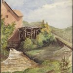 Watercolour by Lady Agnes Macdonald: “The Mill at Rivière-du-Loup”