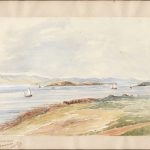 Watercolour by Lady Agnes Macdonald: “From my camp at Kamouraska”