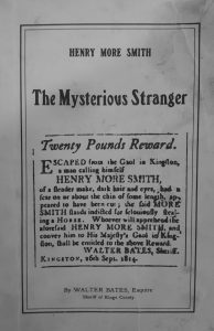 A book cover that is a replica of an 1814 wanted poster. The cover includes the authors name.