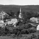 Kingston 1904 aerial view of MCS, Trinity Church and village buildings.