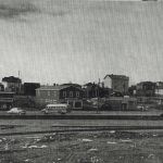 View of Windsor taken behind railway tracks.