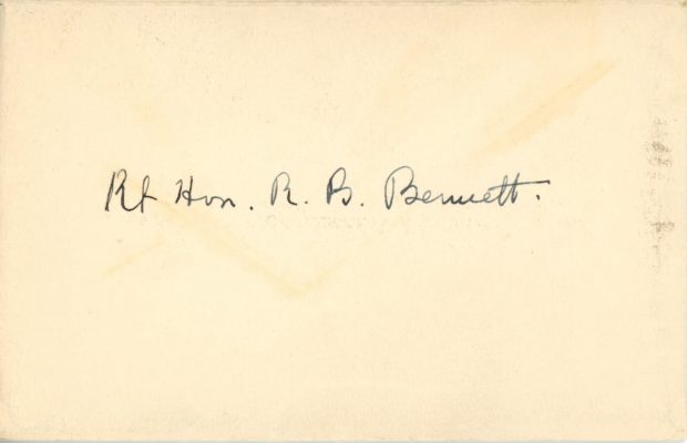 Sepia envelope; the name “Rt Hon. R. B. Bennett” is handwritten in black ink.