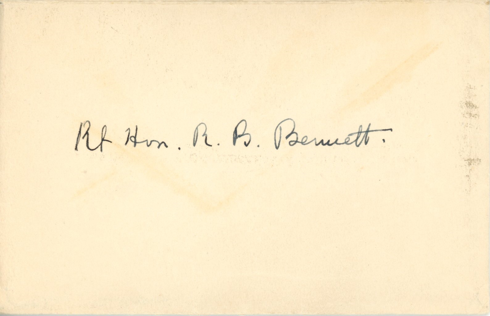 Sepia envelope; the name “Rt Hon. R. B. Bennett” is handwritten in black ink.