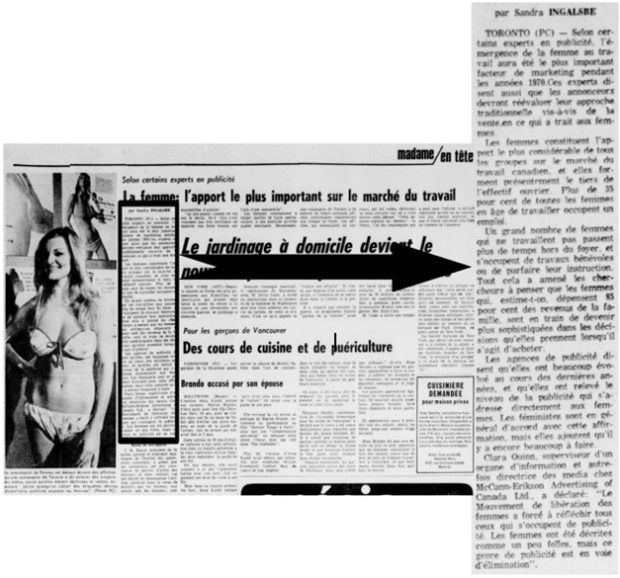 Clipping from Le Nouvelliste with an article by Toronto journalist Sandra Ingalsbe.