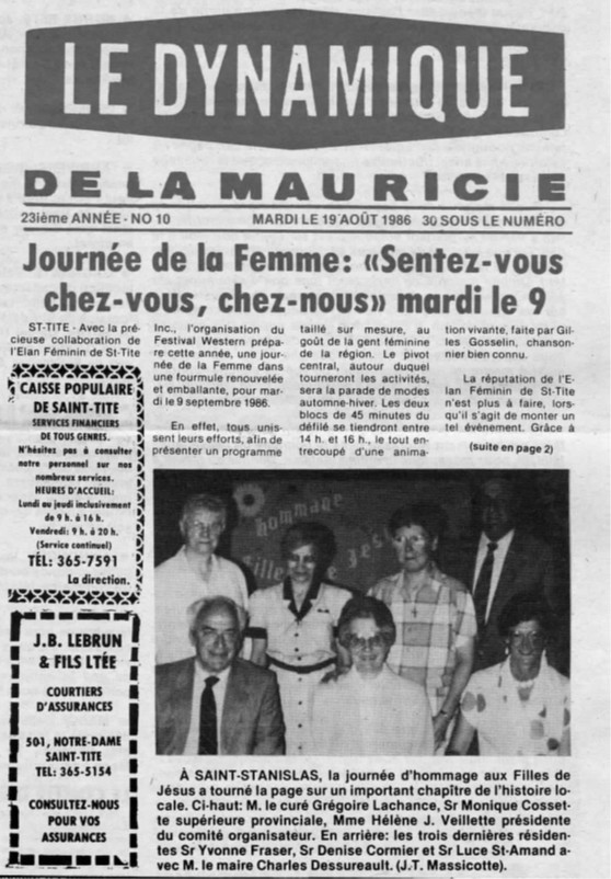 Front page of Le Dynamique showcasing women’s day at the Festival Western de Saint-Tite.