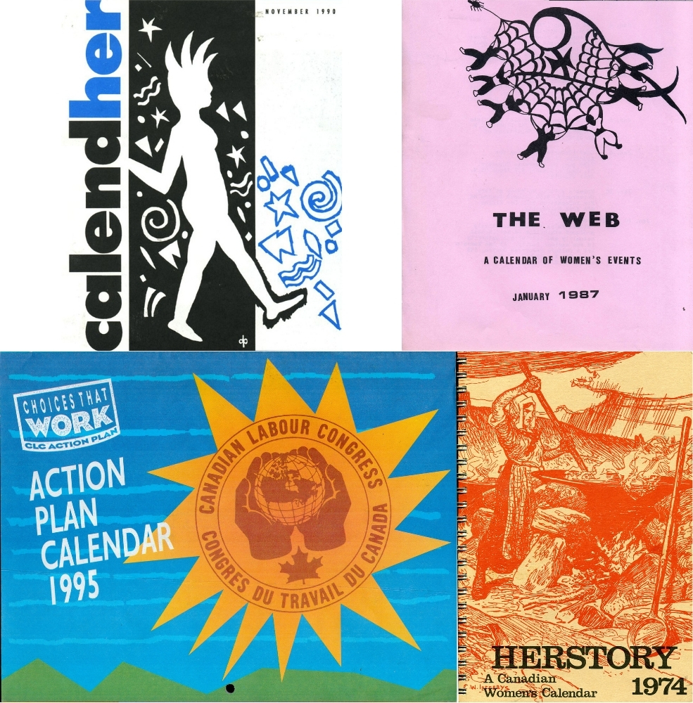 Un collage composé de de quatre calendriers.