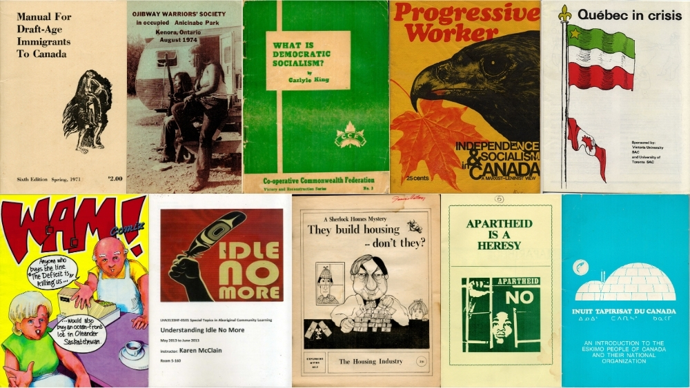 Eine Collage aus zehn Broschüren.