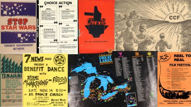 Eine Collage aus acht Plakaten. 