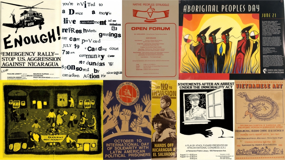 Eine Collage aus neun Plakaten.