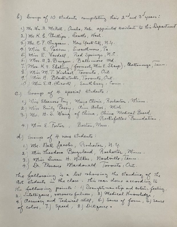 A handwritten point-form, enumerated list.