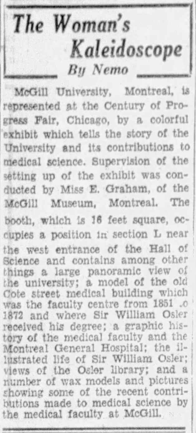 Black and white newspaper clipping titled "The Woman's Kaleidoscope."