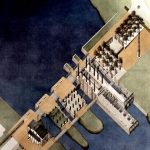 Axonometric view of the concept proposed in 1991 for the restoration of the Mills site