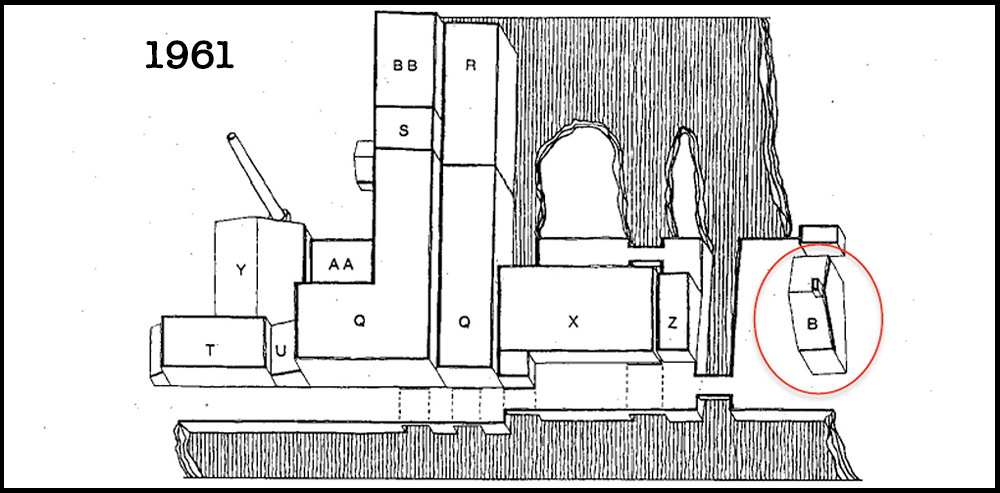 This illustration shows the various buildings that have occupied the dike, and their use. Circled in red, the only building still standing today: the miller’s house, on the Island of Montreal’s shore.