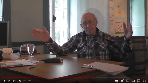 On the first floor of the maison du Pressoir (cider press house), Marcel Henley talks about a job he had when he was young, at the Back River Power Company.