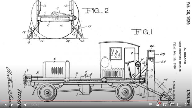 Arthur Sicard and the drawings submitted to help patent his invention.