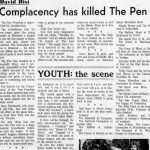 Coupure de presse en noir et blanc montrant un article intitulé 
