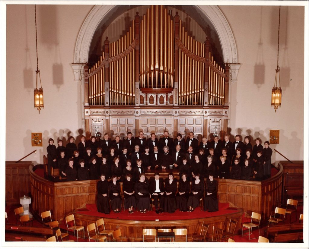 Choir poses in church