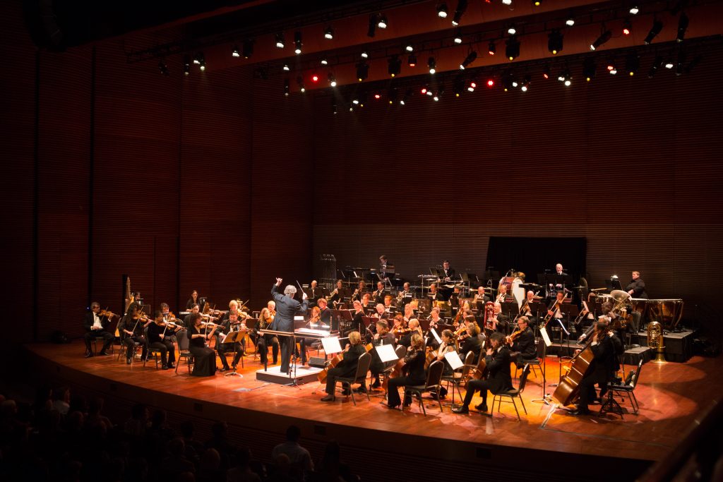 orchestra on stage during concert