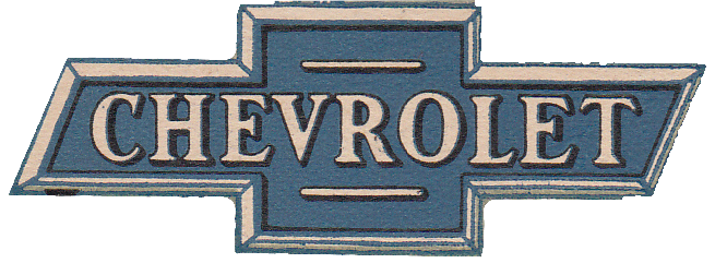 Colour image of an automotive logo: Chevrolet on a slanted cross-shaped background.