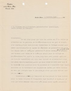 Première partie d'une lettre dactylographiée datant de 1927