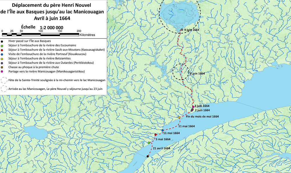 A map of the North Shore detailing Father Henry Nouvel’s journey