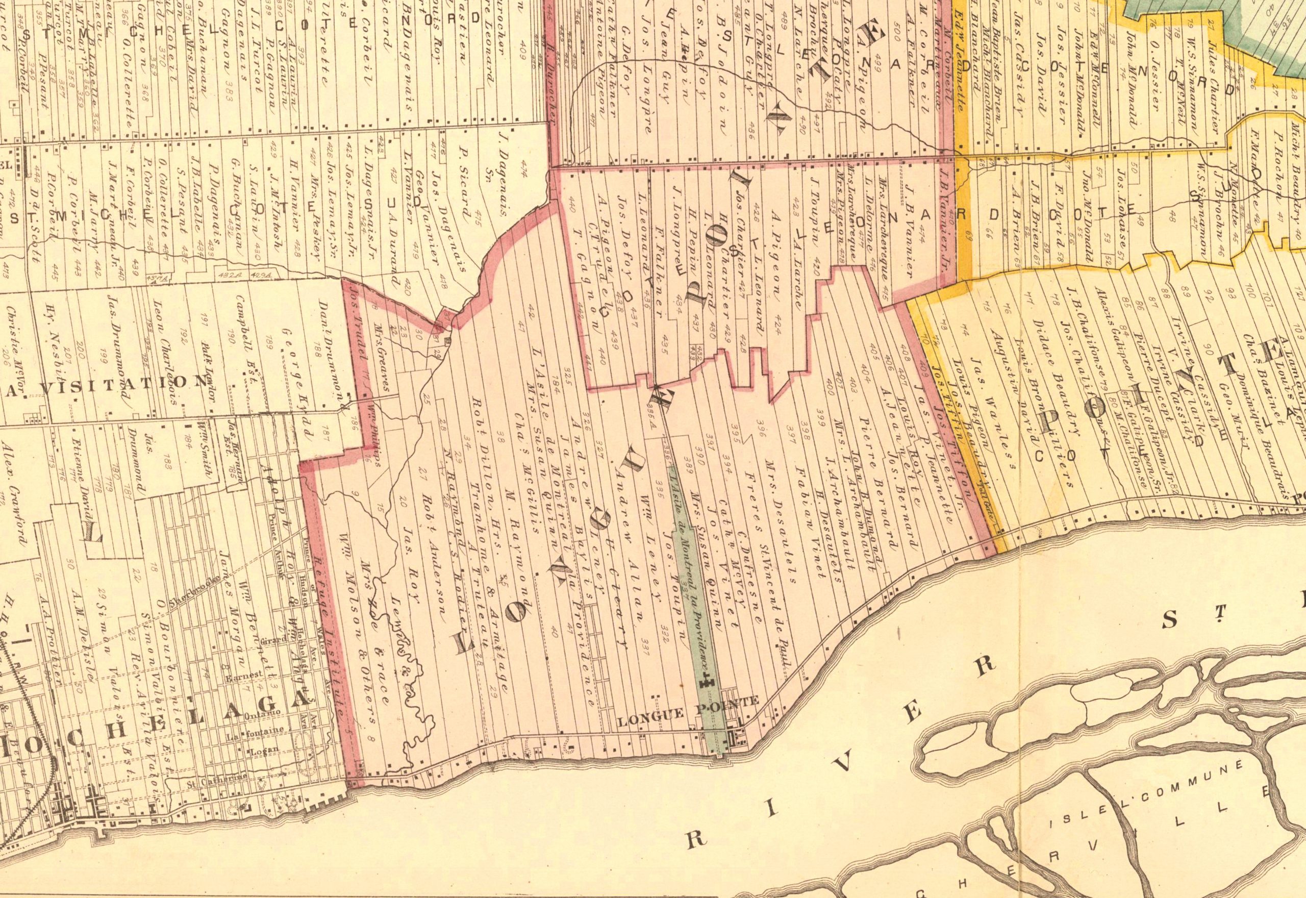 A map of the Longue-Pointe city limits