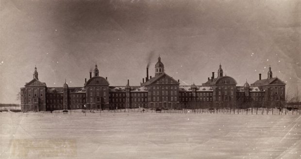 Photograph a hospital in winter circa 1875