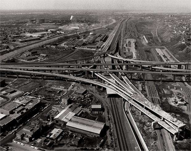 A highway interchange under construction