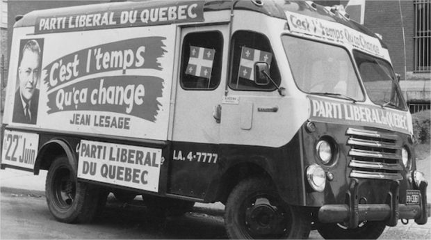 Vehicle featuring political slogans