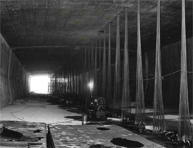 Steel cables inside a tunnel