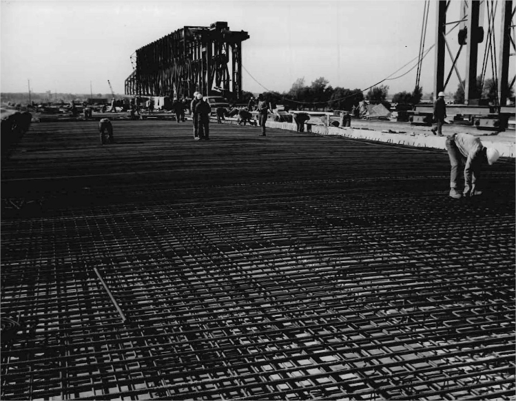 Construction workers on a steel structure