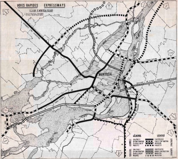 A contract showing the paths of Montreal’s highways