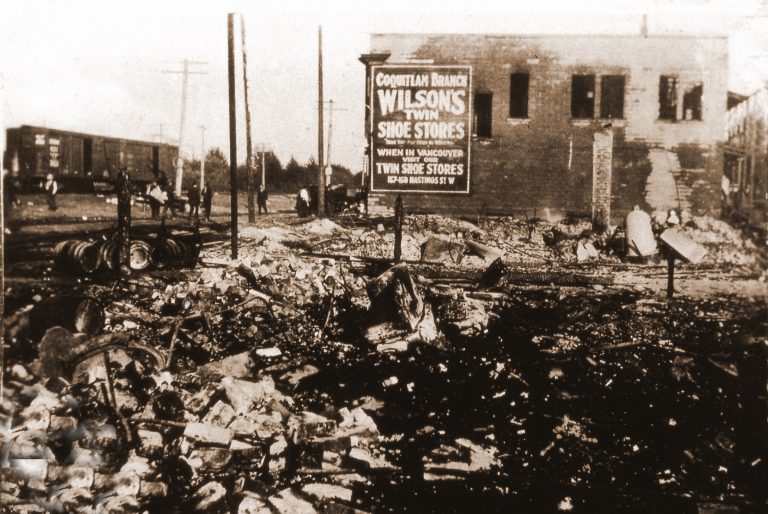 Dewdney Trunk Road After the Fire, 1920 Port Coquitlam’s FWords Flu